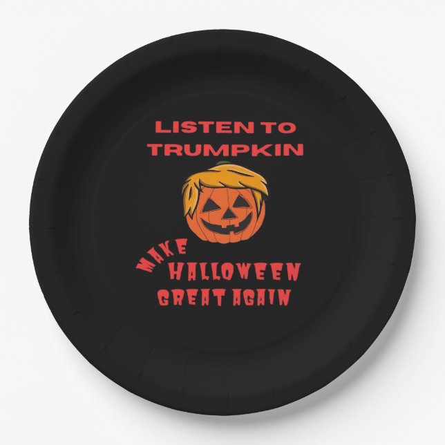 Make Halloween Great Again Classic – Retro Pumpkin Paper Plate (Front)
