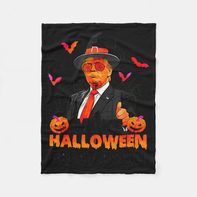 Make Halloween Great Again Funny Trump Soky Trick  Fleece Blanket (Front)