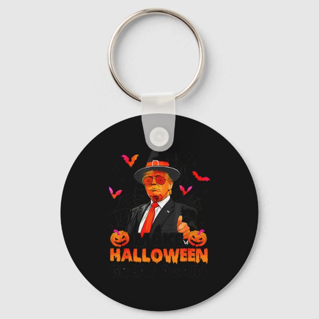 Make Halloween Great Again Funny Trump Soky Trick  Keychain (Front)