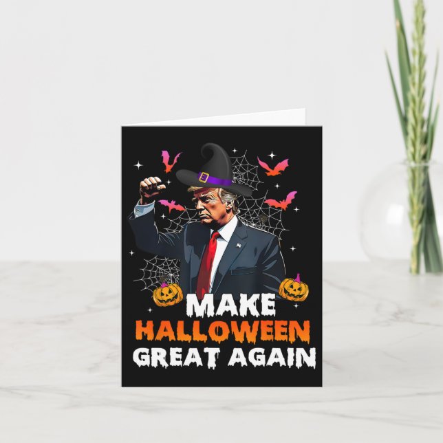 Make Halloween Great Again Funny Trump Spooky Seas Card (Front)