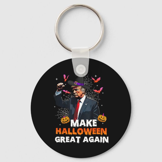 Make Halloween Great Again Funny Trump Spooky Seas Keychain (Front)