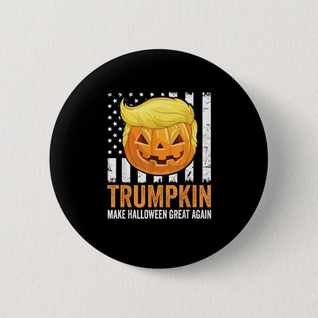 Make Halloween Great Again Trumpkin Funny Hair Pum 2 Inch Round Button (Front)