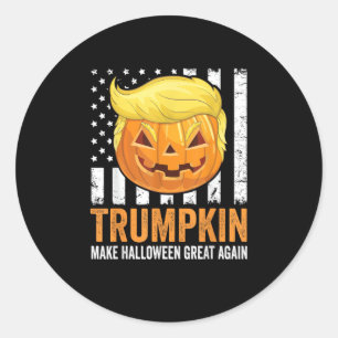 Make Halloween Great Again Trumpkin Funny Hair Pum Classic Round Sticker