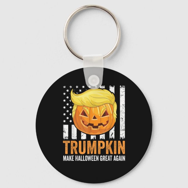 Make Halloween Great Again Trumpkin Funny Hair Pum Keychain (Front)