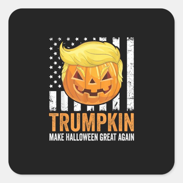 Make Halloween Great Again Trumpkin Funny Hair Pum Square Sticker (Front)