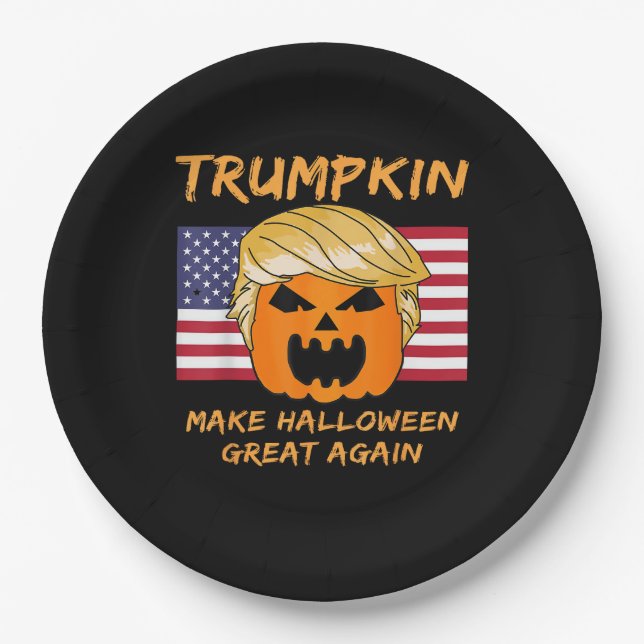 Make Halloween Great Again Trumpkin Paper Plate (Front)