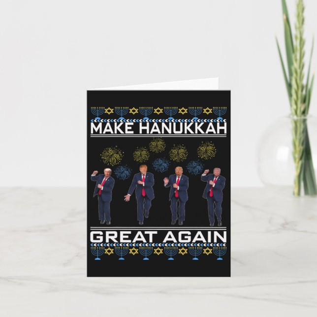 Make Hanukkah Great Again Funny Trump Ugly Chanuka Card (Front)