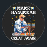 Make Hanukkah Great Again Trump Jewish Ugly Chanuk Classic Round Sticker<br><div class="desc">Make Hanukkah Great Again Trump Jewish Ugly Chanukah Sweater 1</div>