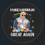 Make Hanukkah Great Again Trump Jewish Ugly Chanuk Classic Round Sticker<br><div class="desc">Make Hanukkah Great Again Trump Jewish Ugly Chanukah Sweater 2</div>