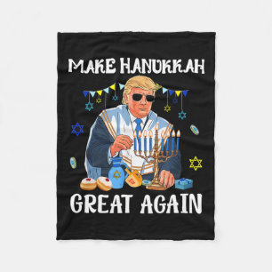 Make Hanukkah Great Again Trump Jewish Ugly Chanuk Fleece Blanket