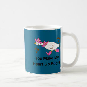Make heart go boom funny silly valentine goose coffee mug