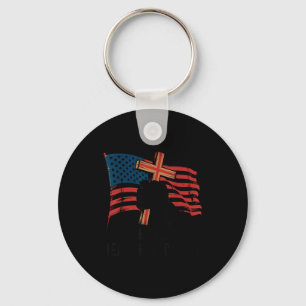 Make Heaven Crowded Christian Patriotic Cross Amer Keychain
