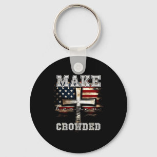 Make Heaven Crowded Cross _ American Flag Christia Keychain