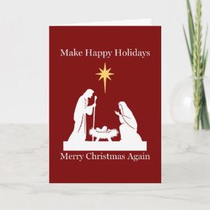 Make Holidays Merry Again Card Christian Nativity 