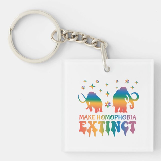 Make Homophobia Extinct – Rainbow Elephant LGBTQ Keychain (Front)