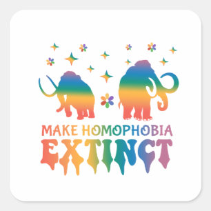 Make Homophobia Extinct – Rainbow Elephant LGBTQ Square Sticker