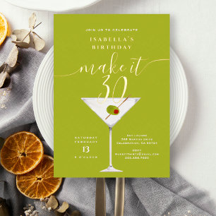 Make It 30 Dirty Martini 30th Birthday Party Gold