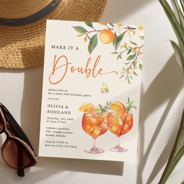 Make it a Double Aperol Spritz' Joint Birthday Invitation (Creator Uploaded)