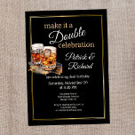 Make it a Double Celebration Black Whiskey Glass Invitation<br><div class="desc">Raise a glass to double the fun with this stylish joint birthday party invitation! Featuring the bold phrase “Make it a Double Celebration”, this design sets the tone for a night of cheers, laughter, and unforgettable memories. With a rich black background, elegant golden border, and two classic whiskey glasses, it’s...</div>