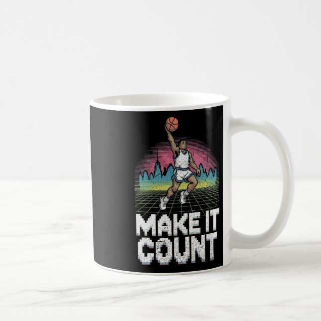 Make It Count 80s Style Sketll Dunk Illustration  Coffee Mug (Right)