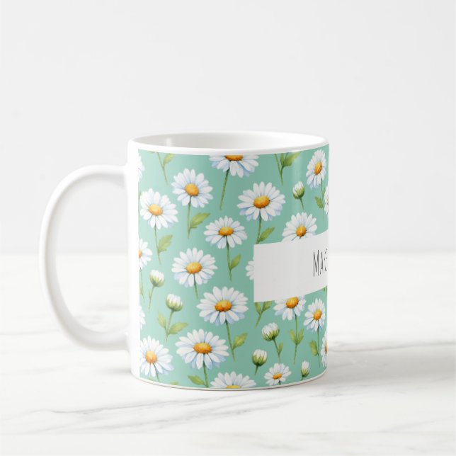 Make it happen - watercolor daisies coffee mug (Left)