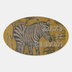 Make It Kenyan Wild Life African Safari Zebra Oval Sticker