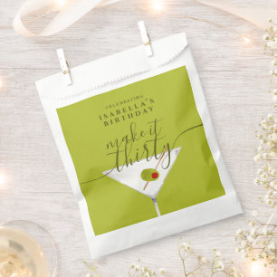 Make It Thirty Dirty Martini 30th Birthday Green  Favour Bag
