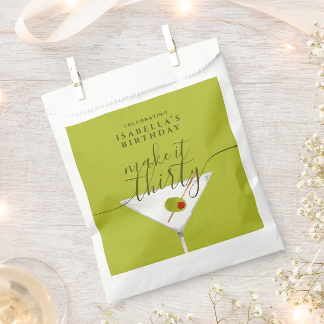 Make It Thirty Dirty Martini 30th Birthday Green  Favour Bag (Clipped)