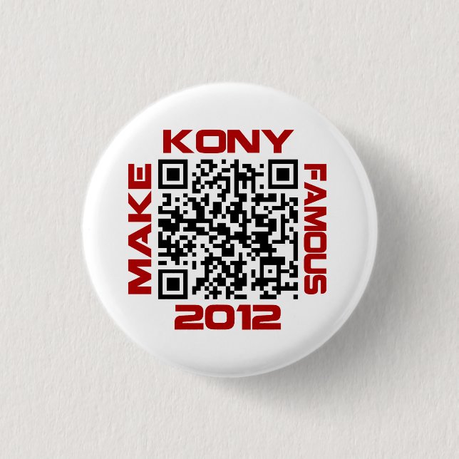 Make Kony Famous 2012 Video QR Code Joseph Kony 1 Inch Round Button (Front)