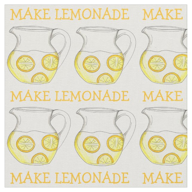 Make Lemonade Glass Pitchers Refreshing Drink Fabric (Close Up)