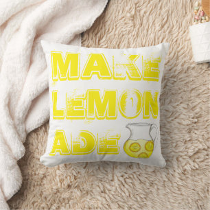 Make Lemonade Yellow Lemon Ade Pitcher Citrus Throw Pillow