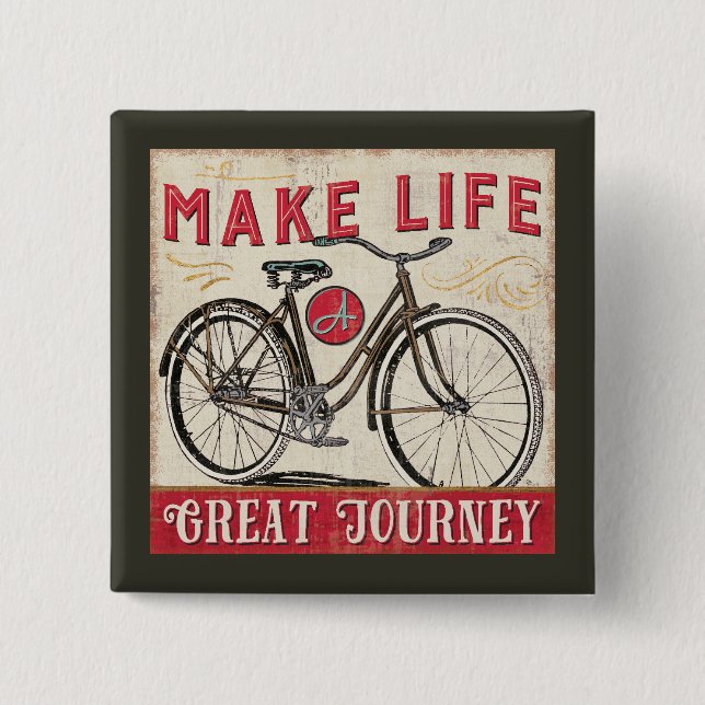 Make Life a Great Journey Quote 2 Inch Square Button (Front)
