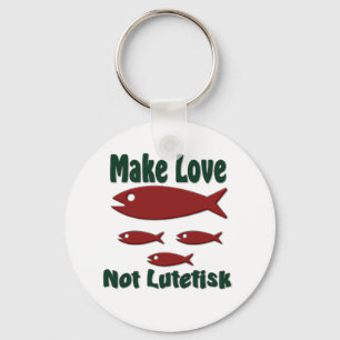 Make Love Not Lutefisk Funny Scandinavian Keychain