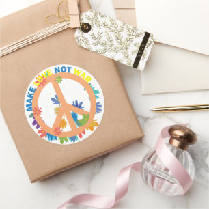 Make love not war classic round sticker