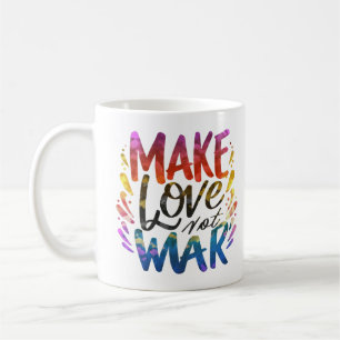 Make Love Not War Colourful Text Art Coffee Mug