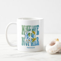Make Love Not War Floral World Peace Sign Add Name