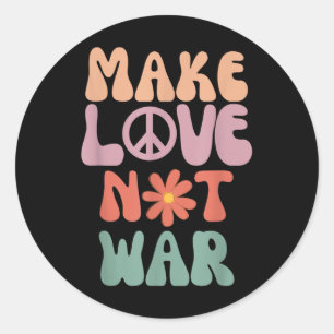 Make Love Not War Hippie 70s Peace Daisy Funny  Classic Round Sticker