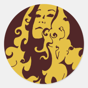 Make Love Not War Hippie Girl Classic Round Sticker