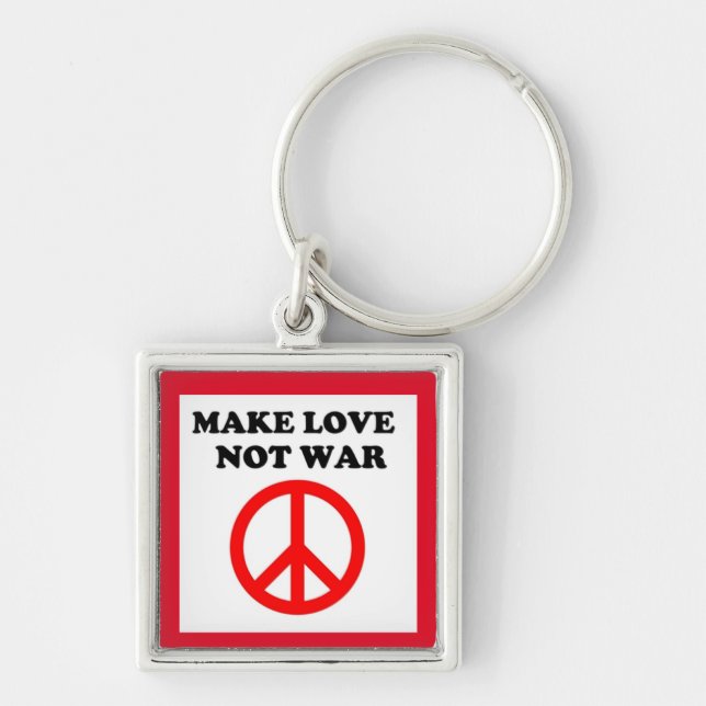 "MAKE LOVE NOT WAR" PEACE SIGN KEYCHAIN (Front)