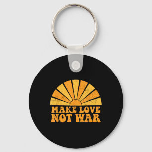 Make Love Not War Peace Sunshine Groovy Retro Vint Keychain