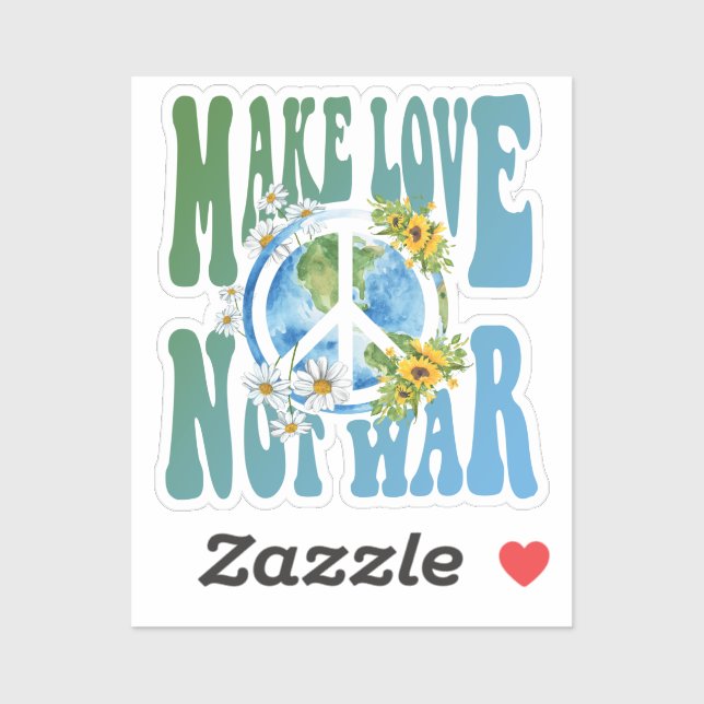 Make Love Not War Retro Hippie Floral Peace Sign (Sheet)