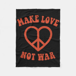 Make Love Not War Retro Hippie Peace Sign  Fleece Blanket