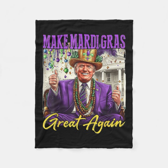 Make Mardi Gras Great Again  Fleece Blanket (Front)