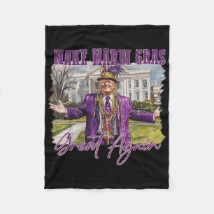 Make Mardi Gras Great Again Funny Trump President Fleece Blanket