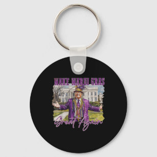 Make Mardi Gras Great Again Funny Trump President Keychain