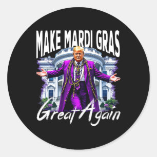 Make Mardi Gras Great Again Trump Beads Mask And F Classic Round Sticker