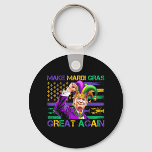 Make Mardi Gras Great Again Us Flag Trump Mardi Gr Keychain