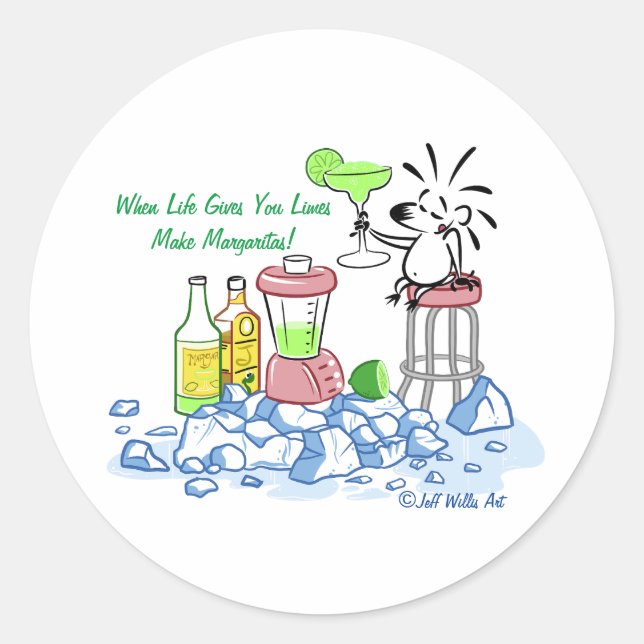 MAKE MARGARITAS by Jeff Willis Art Classic Round Sticker (Front)