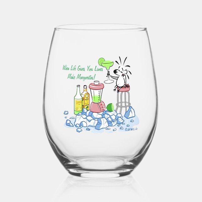 MAKE MARGARITAS by Jeff Willis Art Stemless Wine Glass (Front)