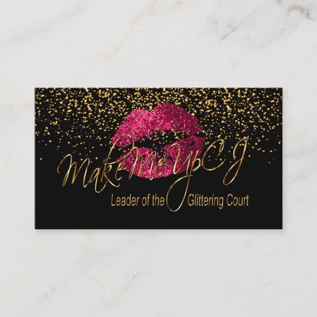 Make Me Up Artist with Gold Confetti Business Card (Front)